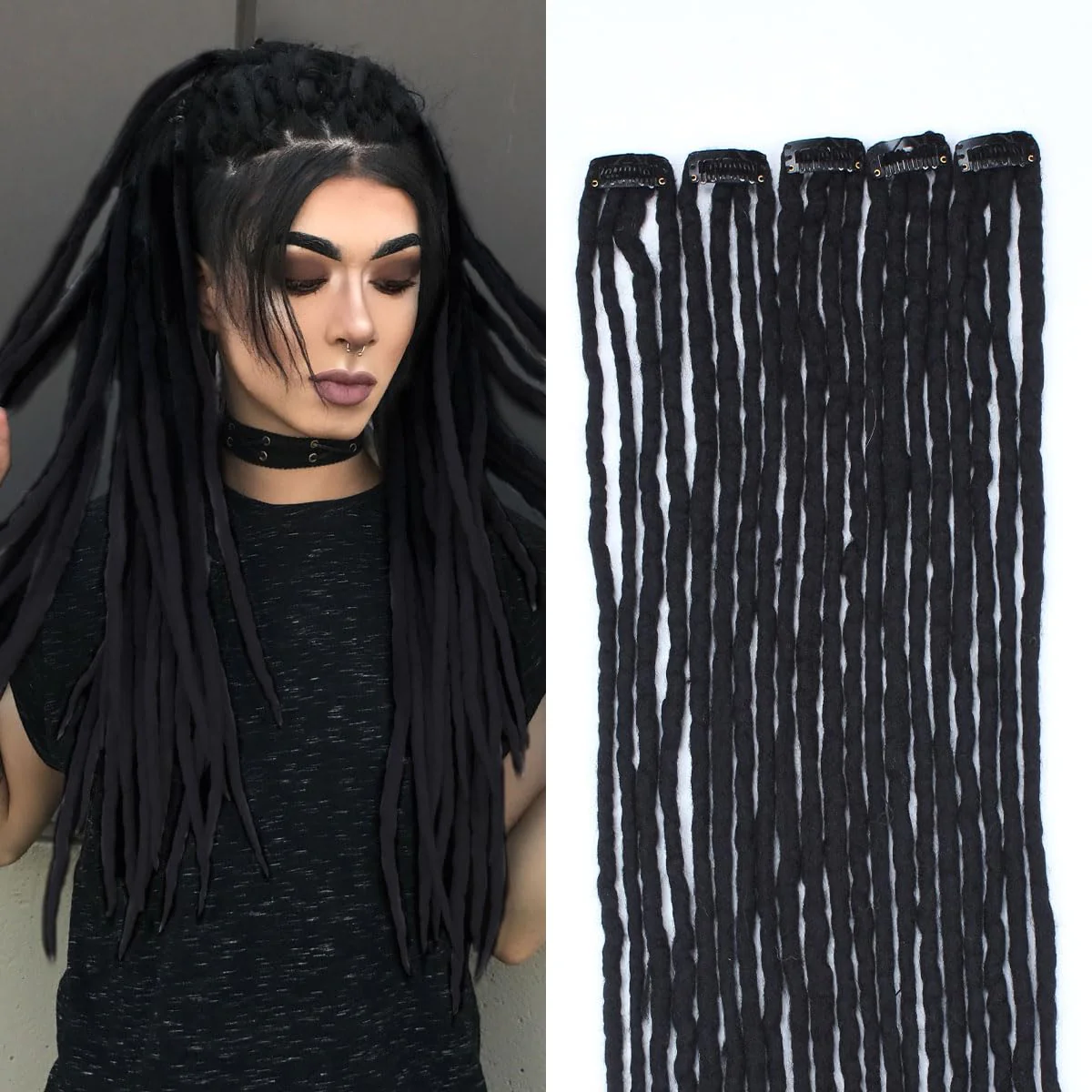 Clip in Dreadlocks Hair Extensions